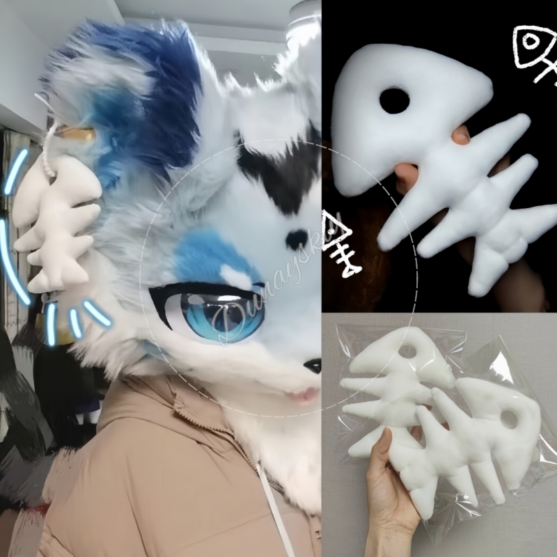 Plush Fishbone Keychain For Fu - Fishbones Cosplay Prop recension och pris