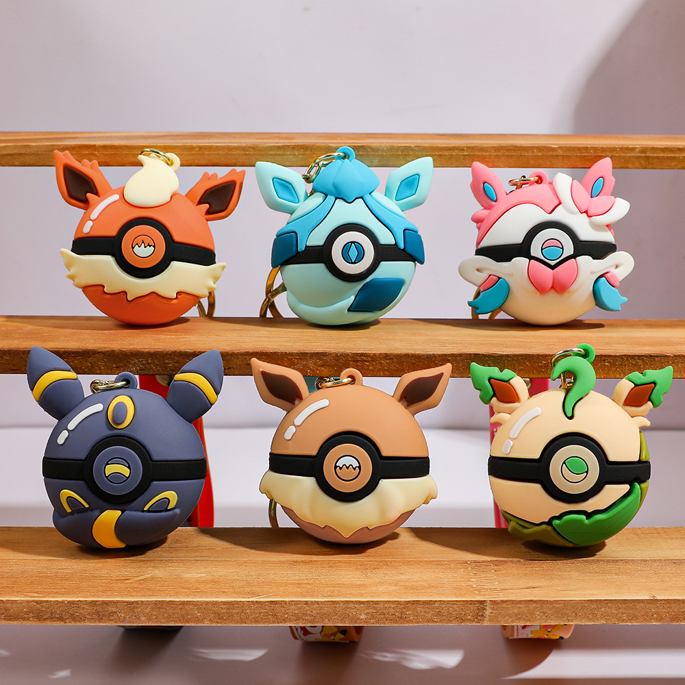6pcs Pikachu Cartoon Keychain  - Pokeball Cosplay Prop recension och pris